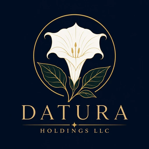 The Datura Holdings emblem: a gold datura flower on a navy field.